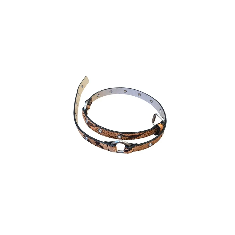 Worth Women's Belt Italian Leather Snakeskin Silver Ring Luxury Hardware‎ Medium